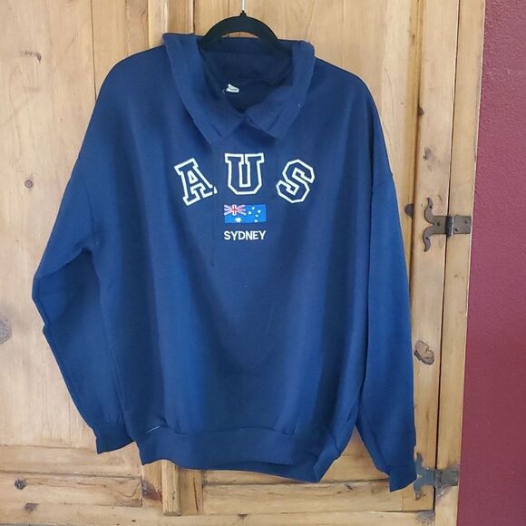 AUS Blue Pullover Jacket – Drawstring Collar, Lightweight XXL - Picture 1 of 6
